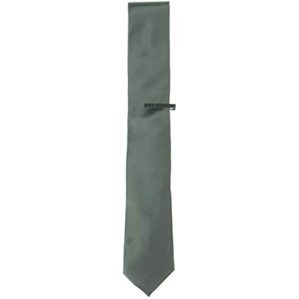 MSRP $50 Alfani Mens Satin Business Neck Tie Silver One Size (No Tie Clip)